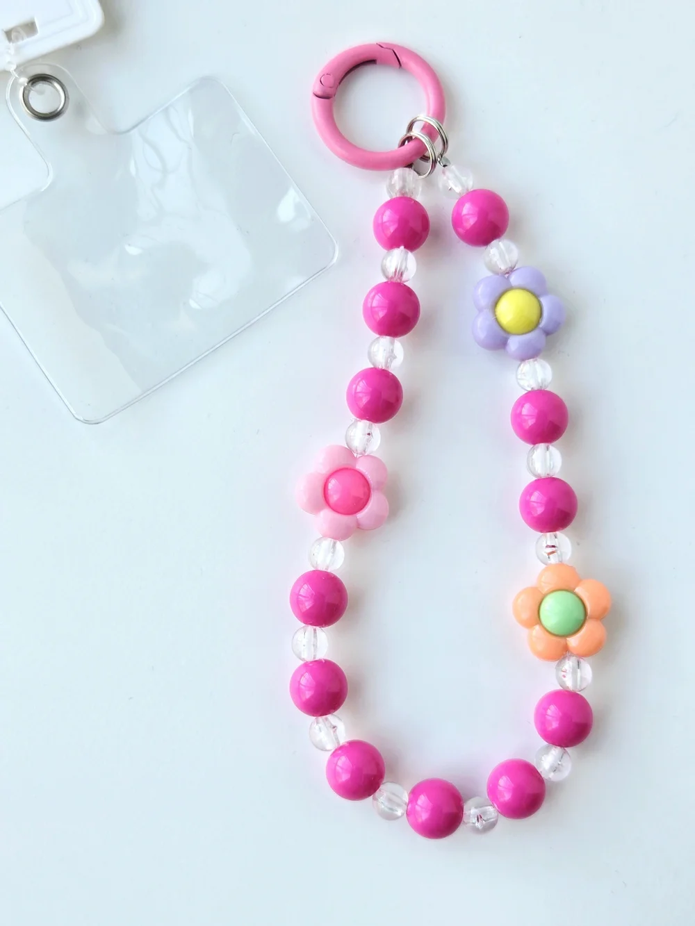 2PK Y2K Beaded Pink & Blue Daisy 🌼🔵🌼 Flower Charm Phone Wristlet 🌺